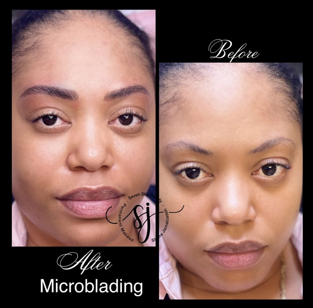Résultat naturel de microblading de sourcils poil à poil à Montréal